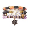 5Pcs Halloween Handmade Polymer Clay & Acrylic Beaded Stretch Bracelets Kit BJEW-TA00480-1