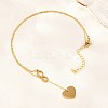 Adjustable 304 Stainless Steel Infinity Heart Pendant Lariat Necklaces NJEW-H093-04G-1