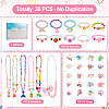 Flower & Shell & Watermelon & Rabbit Plastic Cuff & Adjustable Ring & Pendant Necklace & Stretch Bracelets SJEW-TA0001-02-4