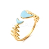 Ocean Theme 304 Stainless Steel & Enamel Cuff Rings for Women RJEW-F192-01D-G-4