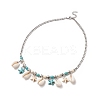 Synthetic Turquoise Starfish & Natural Shell Pendant Necklace NJEW-TA00063-1