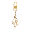 2Pcs 2 Colors Brass Bar Link Chains Pouch Stone Pendant Decorations HJEW-JM02036-3