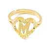 Real 18K Gold Plated Brass Alphabet Adjustable Rings RJEW-M139-18M-2