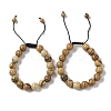 10mm Round Natural Picture Jasper Braided Bead Bracelets BJEW-C067-01C-28-1