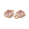 Pink Glass Rectangle Pendants KK-I696-10G-01-2