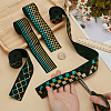 4 Yards 4 Styles Flat Polyester Elastic Cord with Laser Tartan/Stripe/Rhombus Paillettes OCOR-FG0002-81-3