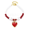 Strawberry Brass Micro Pave Clear Cubic Zirconia Charm Bracelets BJEW-G740-04G-4