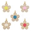 5Pcs 5 Colors Brass Micro Pave Clear Cubic Zirconia Pendants ZIRC-SZ0003-95-1