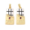 Brass Pave Cubic Zirconia Enamel Pendants KK-G549-03G-1