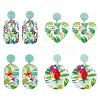 4 Pairs 4 Style Flower Enamel Dangle Stud Earrings EJEW-FI0002-31-1
