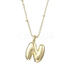 1Pc Initial Letter Brass Pendant Necklaces NJEW-YW0001-24N-1