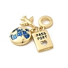 Brass Enamel Airplane & Earth & Passport European Dangle Charms KK-M309-18G-02-2