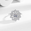 Sunflower Rotatable Open Cuff Rings for Women RJEW-S402-09P-1