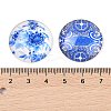 Blue and White Floral Printed Glass Cabochons GGLA-A002-25mm-XX-3