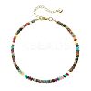 Bohemian Style Synthetic Turquoise & Natural Imperial Jasper & Synthetic Malachite & Brass Rondelle Disc Heishi Beaded Anklets FS-WG8FF45-03-1
