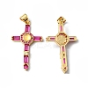 Rack Plating Brass Micro Pave Cubic Zirconia Pendants KK-P235-08G-02-1