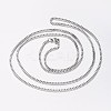 Non-Tarnish 201 Stainless Steel Box Chain Necklaces NJEW-I205-20P-2MM-1