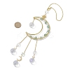 Nuggets Natural Quartz & Brass Moon Hanging Suncatchers HJEW-JM04253-03-3