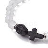 Halloween Skull & Cross Dyed Synthetic Turquoise Bracelets BJEW-JB10852-01-3