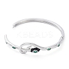 Cubic Zirconia Snake Hinged Bangle with Enamel BJEW-G673-03P-2