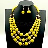 Acrylic Round Beaded Multilayer Necklaces & Dangle Earrings Sets FS-WG7ABDD-02-1