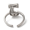 Initials Brass Open Cuff Ring for Women RJEW-N046-02J-P-3