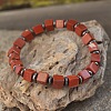 Cube Natural Red Jasper & Synthetic Non-magnetic Hematite Beads Stretch Bracelets for Women Men PF6426-18-1