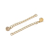 Ion Plating(IP) 316 Surgical Stainless Steel Curb Chain Extender with Natural Labradorite Round Charm STAS-A097-01G-11-2