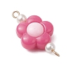 Two Tone Opaque Acrylic & Glass Pearl Flower Connector Charms PALLOY-JF03484-01-4