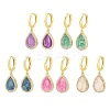 Brass Micro Pave Cubic Zirconia Hoop Dangle Earrings KK-CBA8324-11G-2