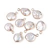 Electroplated Natural Keshi Pearl Flat Round Pendants LS-PEAR-S018-02C-01B-1