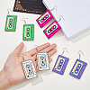 4 Pairs 4 Colors Acrylic Audio Tape Shape Dangle Earrings with 304 Stainless Steel Pins for Women EJEW-FI0003-26-3