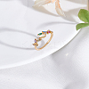 1Pc Brass Micro Pave Cubic Zirconia Cuff Rings for Women RJEW-LP0002-23A-3