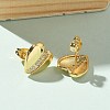 Brass Micro Pave Clear Cubic Zirconia Stud Earrings for Women EJEW-U034-02G-03-3
