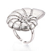 Brass Micro Pave Cubic Zirconia Adjustable Open Cuff Rings for Women RJEW-N051-02P-1