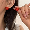 Heart & Word Love Enamel Asymmetrical Earrings LS-EJEW-Z018-02A-4