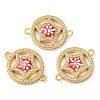 Rack Plating Brass Micro Pave Clear Cubic Zirconia Ring with Star Links Connector Charms KK-K385-086G-2