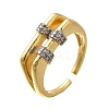 Brass Micro Pave Clear Cubic Zirconia Cuff Rings RJEW-U035-05GP-4