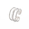 Non-Tarnish 304 Stainless Steel Triple Line Open Cuff Ring for Women RJEW-S405-171P-3