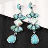 Alloy Synthetic Turquoise Dangle Stud Earrings LS-EJEW-U053-05AS-1