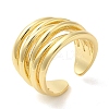 Rack Plating Brass Multi Line Open Cuff Ring for Women LS-RJEW-A016-04G-3