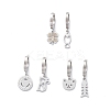 3 Pair 3 Style Heart & Bear & Fish & Clover Crystal Rhinestone Asymmetrical Earrings EJEW-B020-15P-1