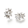 Heart Brass Micro Pave Clear Cubic Zirconia European Beads KK-Z156-10P-1