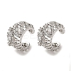 Rack Plating Brass Pave Clear Cubic Zirconia Hollow Croissant Ring Cuff Earrings for Women EJEW-P280-17P-1