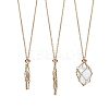 2Pcs 2 Style Brass Braided Macrame Pouch Empty Stone Holder Necklace NJEW-SZ0001-66G-1