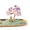 Natural Amethyst Money & Rose Quartz Tree Buddha Sculpture Set Incense Burner & Natural Green Aventurine on Trays for Wealth DJEW-G027-19RG-08-3