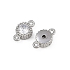 304 Stainless Steel Pave Clear Cubic Zirconia Flat Round Links Connector Charms STAS-F322-12P-2