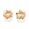 Brass Micro Pave Clear Cubic Zirconia Rondelle European Beads KK-N275-08G-2