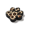 Paw Print with Leopard Print Pattern Silicone Focal Beads SIL-G011-01B-2