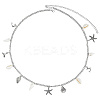 Ocean Theme Alloy and Natural Shell Starfish Shell Shaped Charm Waist Chains with Alloy Buckle AJEW-WH20019-31-1